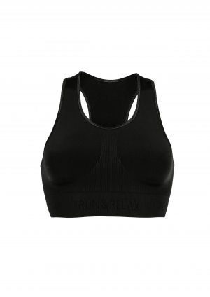 R&R Seamless Sports bra Beautiful Black high support krispilates